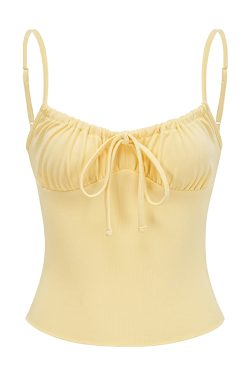 Front Pleated Tie Strap Tank Top for Women - Slim Fit Summer Style, European & American Inspired