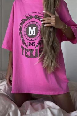 Fuchsia Vintage Retro Short Sleeve Crop Top for Women - Summer High Street Loose Fit Spicy Girl T-Shirt