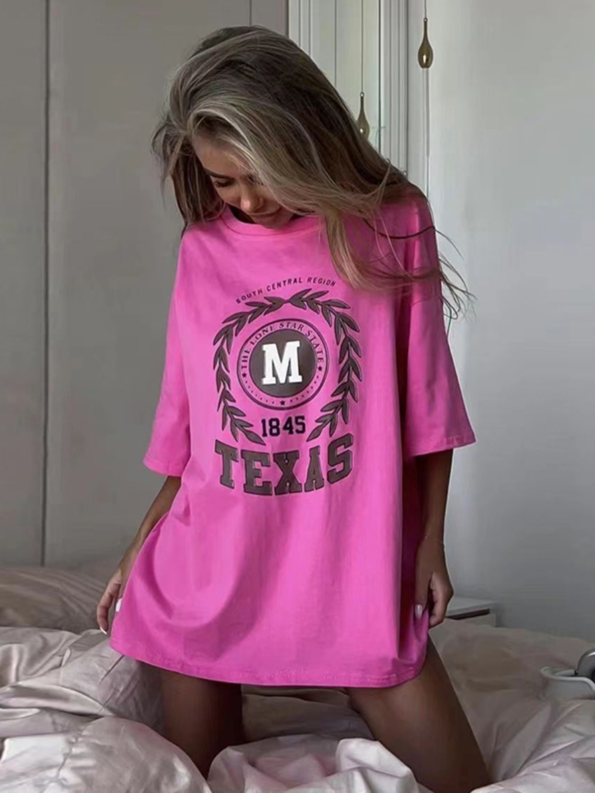 Fuchsia Vintage Retro Short Sleeve Crop Top for Women - Summer High Street Loose Fit Spicy Girl T-Shirt Fuchsia Vintage Retro Short Sleeve Crop Top for Women - Summer High Street Loose Fit Spicy Girl T-Shirt