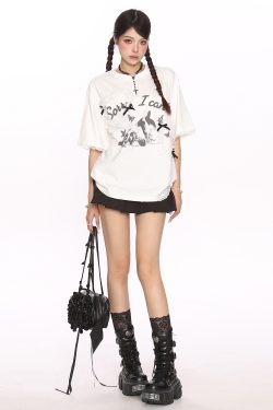 Fun Cartoon Dog Lace Trim Short Sleeve T-Shirt for Women - Summer Casual Top in Cute Y2K Style
