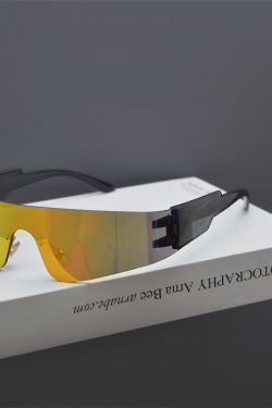 Futuristic Cyberpunk Frameless One-Piece Sunglasses for Trendy Boys and Girls - Ideal for Street Photography and Riding.