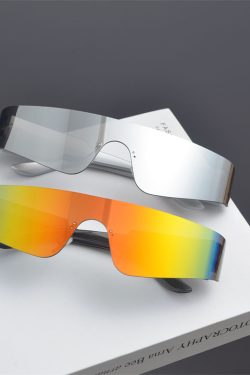Futuristic Cyberpunk Frameless One-Piece Sunglasses for Trendy Boys and Girls - Ideal for Street Photography and Riding.