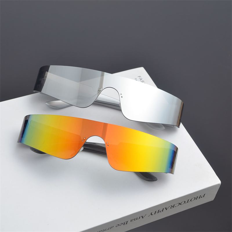 Futuristic Cyberpunk Frameless One-Piece Sunglasses for Trendy Boys and Girls - Ideal for Street Photography and Riding. Futuristic Cyberpunk Frameless One-Piece Sunglasses for Trendy Boys and Girls - Ideal for Street Photography and Riding.