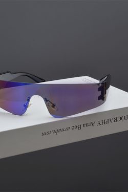 Futuristic Cyberpunk Frameless One-Piece Sunglasses for Trendy Boys and Girls - Ideal for Street Photography and Riding.