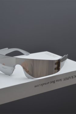Futuristic Cyberpunk Frameless One-Piece Sunglasses for Trendy Boys and Girls - Ideal for Street Photography and Riding.