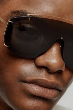 Futuristic Cyberpunk Oversized Pilot Sunglasses with Cut Edges and Single Beam - Stylish Statement Eyewear