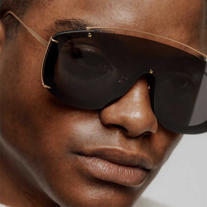 Futuristic Cyberpunk Oversized Pilot Sunglasses with Cut Edges and Single Beam - Stylish Statement Eyewear Futuristic Cyberpunk Oversized Pilot Sunglasses with Cut Edges and Single Beam - Stylish Statement Eyewear