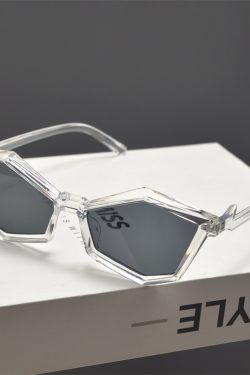 Futuristic Cyberpunk Polygon Diamond Sunglasses for Slim Faces - Unisex Hip-Hop Party Eyewear