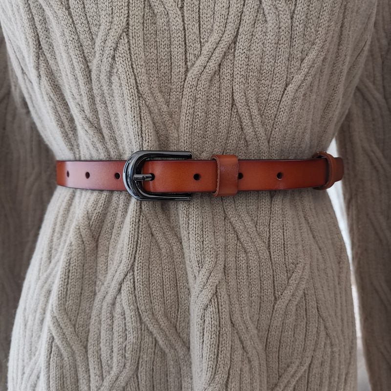 Genuine Leather Red Decorative Waist Belt for Women - Simple Fashion Casual Denim Pants Accessory Genuine Leather Red Decorative Waist Belt for Women - Simple Fashion Casual Denim Pants Accessory