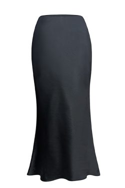 Glossy Satin Midi Skirt - French-Style High-Waisted Bodycon Mermaid Skirt for Elegant Y2K Fashion