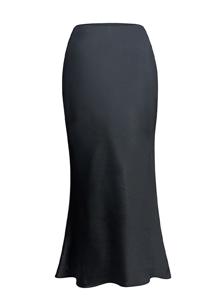 Glossy Satin Midi Skirt - French-Style High-Waisted Bodycon Mermaid Skirt for Elegant Y2K Fashion Glossy Satin Midi Skirt - French-Style High-Waisted Bodycon Mermaid Skirt for Elegant Y2K Fashion