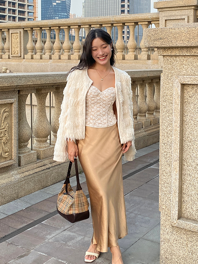 Glossy Satin Midi Skirt - French-Style High-Waisted Bodycon Mermaid Skirt for Elegant Y2K Fashion Glossy Satin Midi Skirt - French-Style High-Waisted Bodycon Mermaid Skirt for Elegant Y2K Fashion