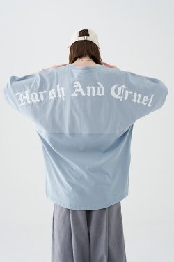 Gothic Large Back Print Logo Loose Fit Pure Cotton Short Sleeve T-Shirt - Y2K Streetwear Style