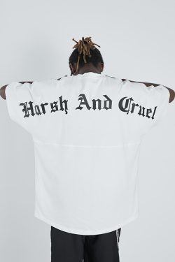 Gothic Large Back Print Logo Loose Fit Pure Cotton Short Sleeve T-Shirt - Y2K Streetwear Style