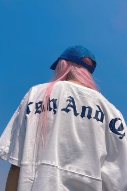 Gothic Large Back Print Logo Loose Fit Pure Cotton Short Sleeve T-Shirt - Y2K Streetwear Style