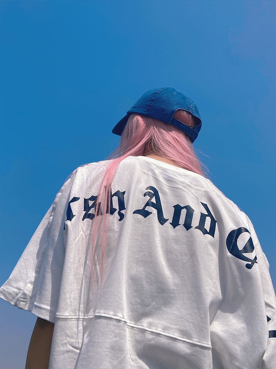 Gothic Large Back Print Logo Loose Fit Pure Cotton Short Sleeve T-Shirt - Y2K Streetwear Style Gothic Large Back Print Logo Loose Fit Pure Cotton Short Sleeve T-Shirt - Y2K Streetwear Style