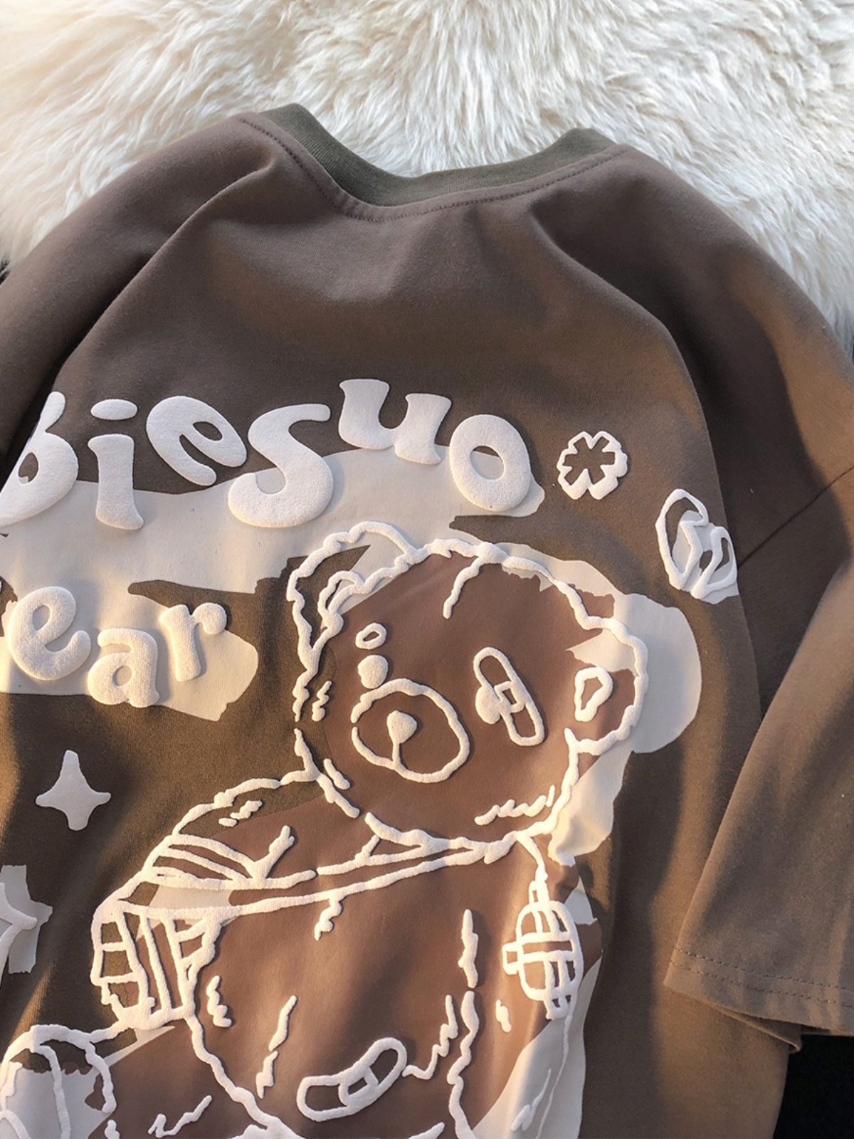 Graffiti Bear Short Sleeve T-Shirt for Men and Women - Plus Size Loose Fit Pure Cotton Casual Couple Tee Graffiti Bear Short Sleeve T-Shirt for Men and Women - Plus Size Loose Fit Pure Cotton Casual Couple Tee