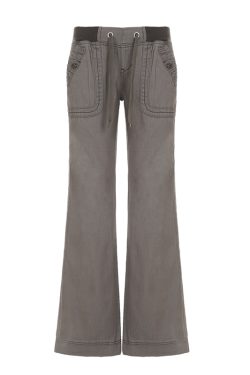 Gray Vintage Low-Waist Tied Straight-Leg Cargo Pants for Women, Versatile Slimming Design, Floor-Length Y2K Dance Pants