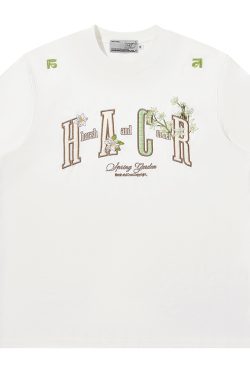 Guava Series Couple Embroidered Patch T-shirt - Casual 90s Style Unisex Tee, Trendy Streetwear for Couples