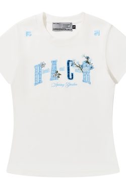 Guava Series Couple Embroidered Patch T-shirt - Casual 90s Style Unisex Tee, Trendy Streetwear for Couples