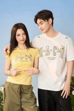 Guava Series Couple Embroidered Patch T-shirt - Casual 90s Style Unisex Tee, Trendy Streetwear for Couples