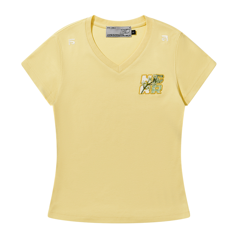 Guava Series Fun Little Embroidered Stretch Slim Fit V-Neck Short Sleeve T-Shirt for Women - Y2K Inspired Fashion Top Guava Series Fun Little Embroidered Stretch Slim Fit V-Neck Short Sleeve T-Shirt for Women - Y2K Inspired Fashion Top