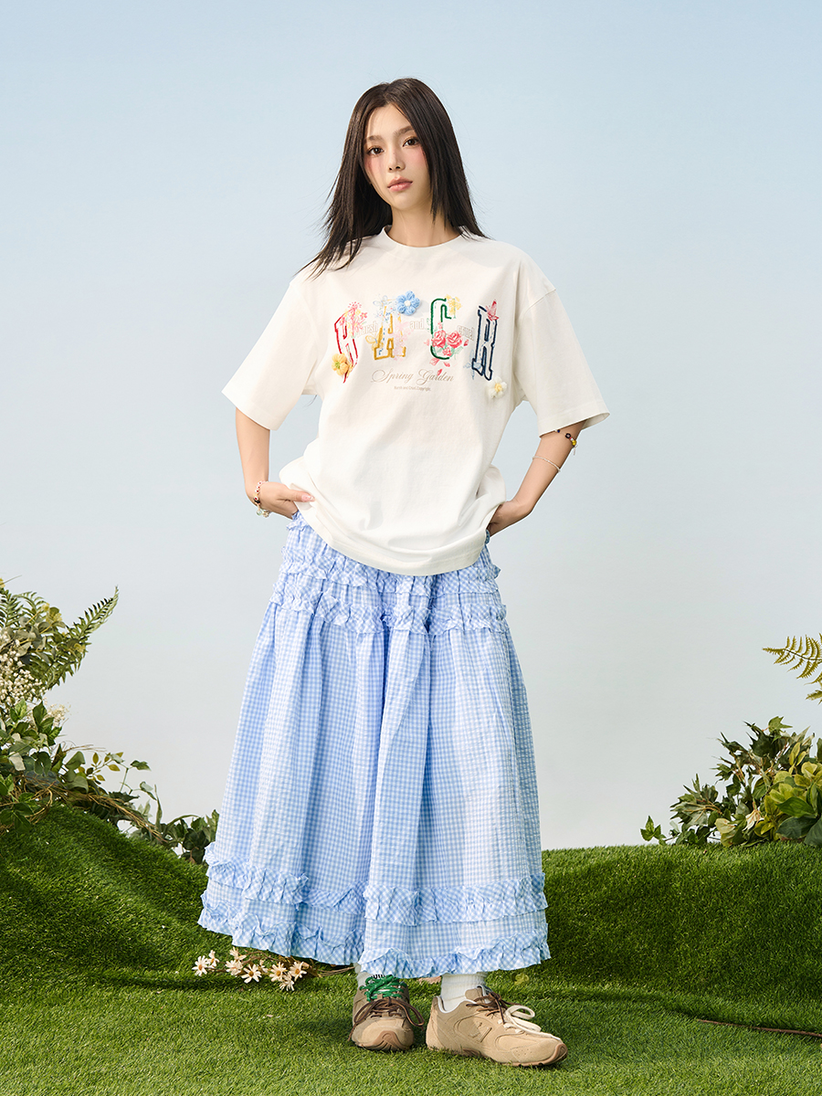 Hand-Drawn 3D Yarn Flower Loose Round Neck Short Sleeve T-Shirt for Kids, Men & Women - Trendy Casual Wear, Unisex Fashion Hand-Drawn 3D Yarn Flower Loose Round Neck Short Sleeve T-Shirt for Kids, Men & Women - Trendy Casual Wear, Unisex Fashion