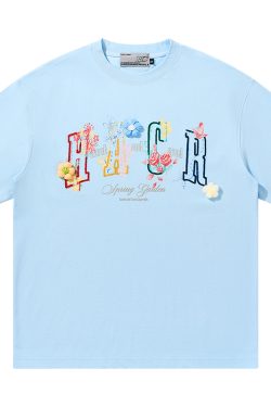 Hand-Drawn 3D Yarn Flower Loose Round Neck Short Sleeve T-Shirt for Kids, Men & Women - Trendy Casual Wear, Unisex Fashion