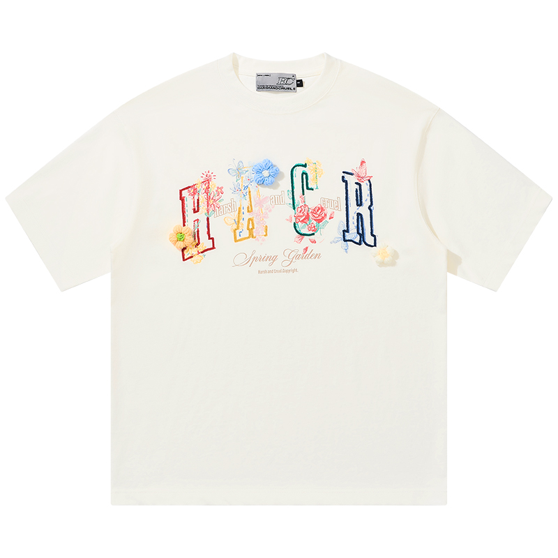 Hand-Drawn 3D Yarn Flower Loose Round Neck Short Sleeve T-Shirt for Kids, Men & Women - Trendy Casual Wear, Unisex Fashion Hand-Drawn 3D Yarn Flower Loose Round Neck Short Sleeve T-Shirt for Kids, Men & Women - Trendy Casual Wear, Unisex Fashion