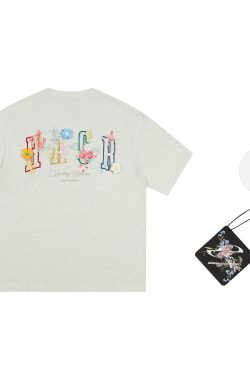 Hand-Painted 3D Yarn Flower Soft Loose Short Sleeve T-shirt for Kids - Summer Fun Fashion, Cute and Colorful Style