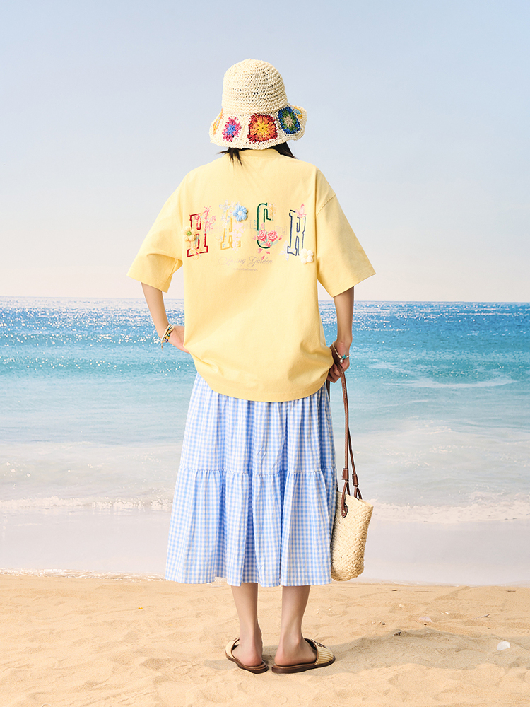 Hand-Painted 3D Yarn Flower Soft Loose Short Sleeve T-shirt for Kids - Summer Fun Fashion, Cute and Colorful Style Hand-Painted 3D Yarn Flower Soft Loose Short Sleeve T-shirt for Kids - Summer Fun Fashion, Cute and Colorful Style