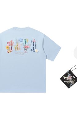 Hand-Painted 3D Yarn Flower Soft Loose Short Sleeve T-shirt for Kids - Summer Fun Fashion, Cute and Colorful Style