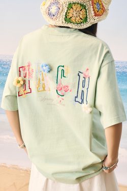 Hand-Painted 3D Yarn Flower Soft Loose Short Sleeve T-shirt for Kids - Summer Fun Fashion, Cute and Colorful Style