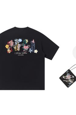 Hand-Painted 3D Yarn Flower Soft Loose Short Sleeve T-shirt for Kids - Summer Fun Fashion, Cute and Colorful Style