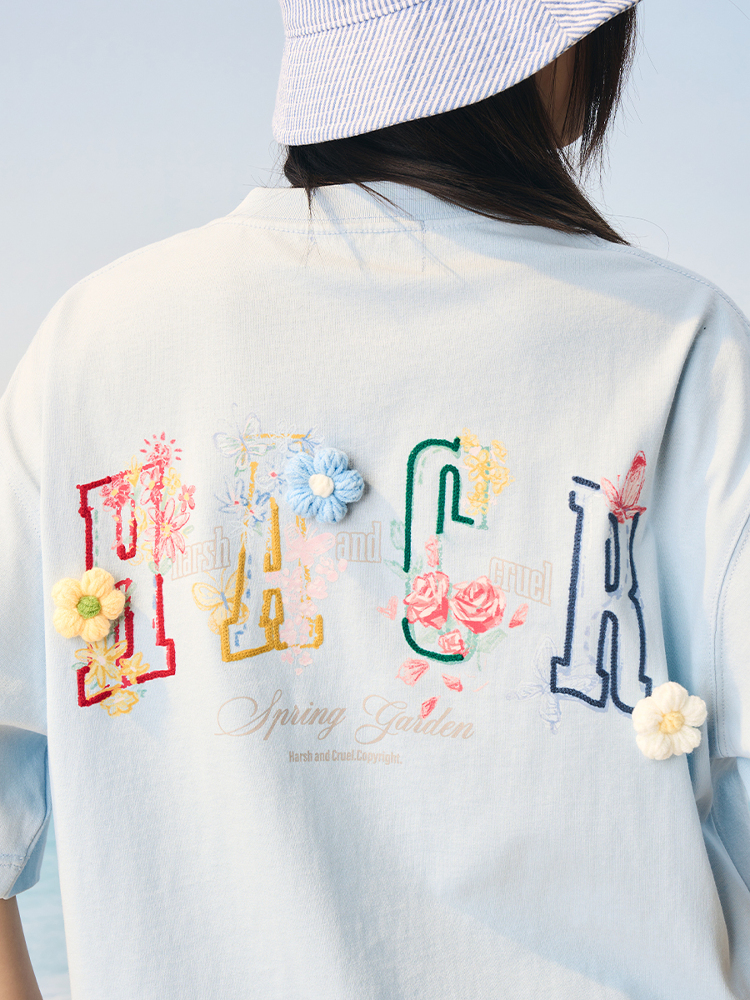 Hand-Painted 3D Yarn Flower Soft Loose Short Sleeve T-shirt for Kids - Summer Fun Fashion, Cute and Colorful Style Hand-Painted 3D Yarn Flower Soft Loose Short Sleeve T-shirt for Kids - Summer Fun Fashion, Cute and Colorful Style