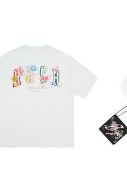 Hand-Painted 3D Yarn Flower Soft Loose Short Sleeve T-shirt for Kids - Summer Fun Fashion, Cute and Colorful Style