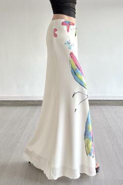 Hand-Painted Butterfly Print Low-Waist Bodycon Mermaid Skirt - Slim Fit Niche Temperament Fashion for a Chic Look