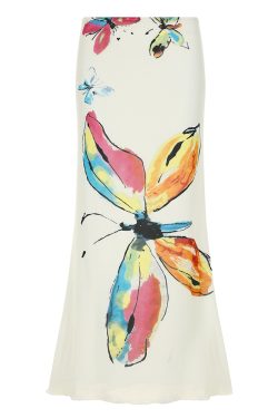 Hand-Painted Butterfly Print Low-Waist Bodycon Mermaid Skirt - Slim Fit Niche Temperament Fashion for a Chic Look