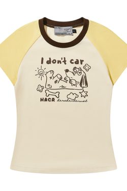 Hand-Painted Cute Dog Couple Loose Raglan Short Sleeve T-Shirt for Men and Women - Y2K Aesthetic Fashion Tee