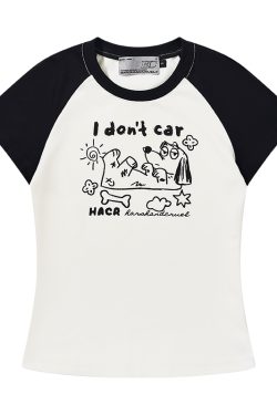 Hand-Painted Cute Dog Couple Loose Raglan Short Sleeve T-Shirt for Men and Women - Y2K Aesthetic Fashion Tee