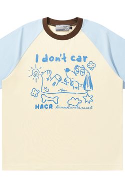 Hand-Painted Cute Dog Couple Loose Raglan Short Sleeve T-Shirt for Men and Women - Y2K Aesthetic Fashion Tee