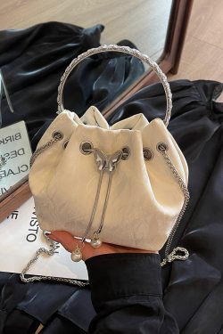 Handheld Drawstring Bucket Bag for Women - Summer 2025 Korean Style INS Minimalist Versatile Shoulder Bag
