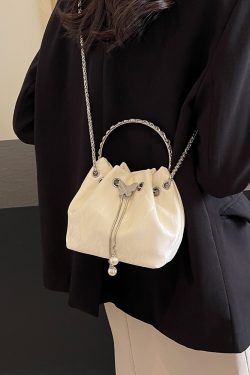 Handheld Drawstring Bucket Bag for Women - Summer 2025 Korean Style INS Minimalist Versatile Shoulder Bag