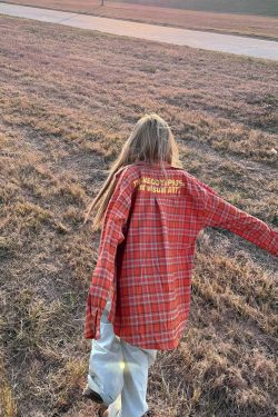 Handmade 2025 Spring Plaid Long Sleeve Shirt Jacket for Unisex - Casual Loose Fit American Style