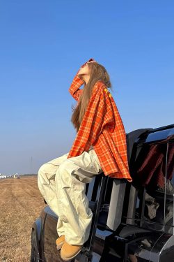 Handmade 2025 Spring Plaid Long Sleeve Shirt Jacket for Unisex - Casual Loose Fit American Style