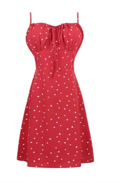 Handmade 2025 Spring/Summer Red Polka Dot French Square Neck Tie Bow Vacation Sling Dress for Women - Y2K Style
