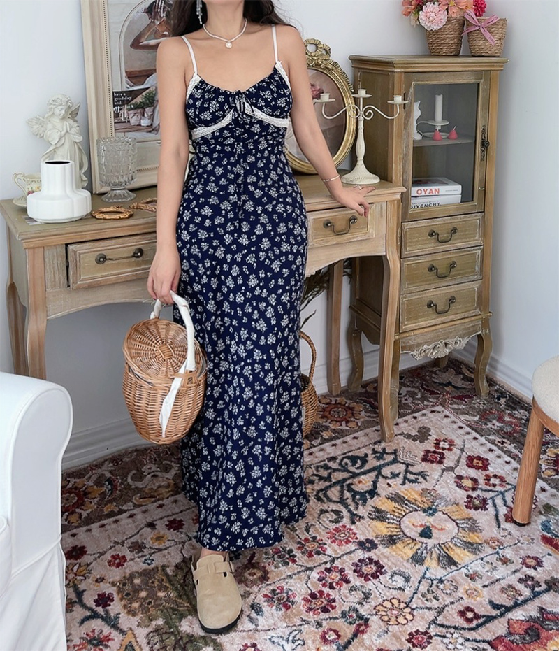 Handmade French Lace V-Neck Floral Camisole Dress - Solid Color Fairy Style for Women, Perfect for Vacation and Summer 2023 Handmade French Lace V-Neck Floral Camisole Dress - Solid Color Fairy Style for Women, Perfect for Vacation and Summer 2023