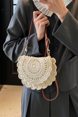 Handmade Knitted Beach Bag for Women – Summer Woven Shoulder Crossbody Bag, 2025 Fashion, Perfect for Seaside Vacation