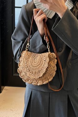 Handmade Knitted Beach Bag for Women – Summer Woven Shoulder Crossbody Bag, 2025 Fashion, Perfect for Seaside Vacation
