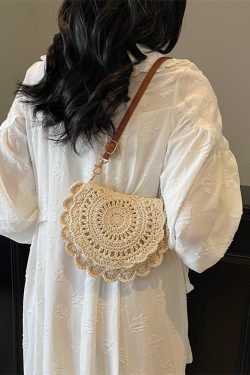 Handmade Knitted Beach Bag for Women – Summer Woven Shoulder Crossbody Bag, 2025 Fashion, Perfect for Seaside Vacation